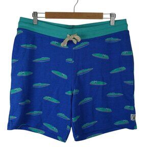 NWT Chubbies Lounge Sweat Shorts Mens L Blue Boats Print Drawstring 7" Inseam
